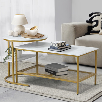 LivingFusion 2 Piece Adrian Nesting Coffee Table Set | Temple & Webster