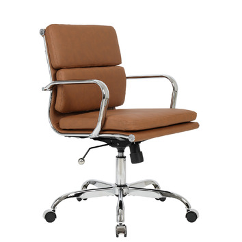 BraxtonHome Eames Replica Mid Back Faux Leather Executive Office Chair ...