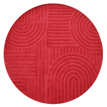 Red Wavy Rug Boulevarde Rugs Red Pavi Hand-Tufted Wool Round Rug | Temple & Webster