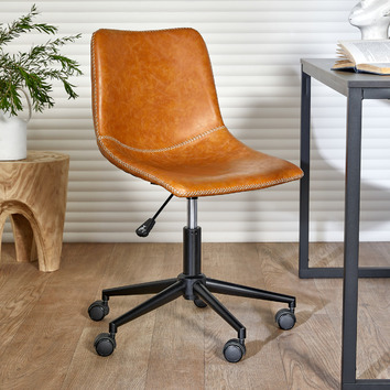 antique wooden desk chair on wheels