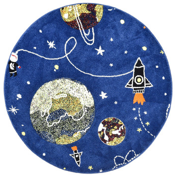 Space Round Rug Navy Space Round Rug | Temple & Webster