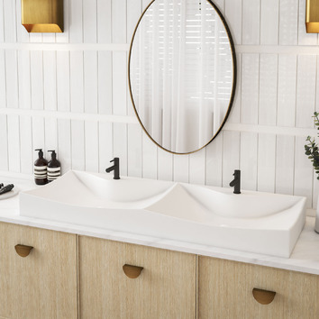 Lusso Counter Top & Wall Hung Ceramic Double Basin | Temple & Webster