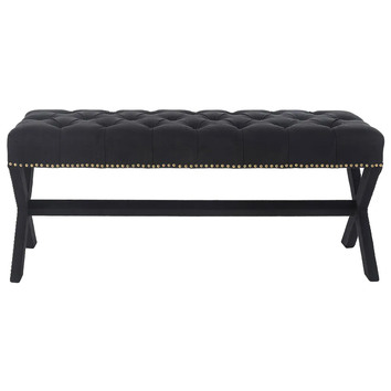 tufted white bench