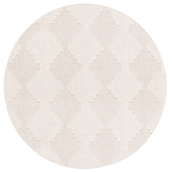 Cream Jovara Checkered Round Rug | Temple & Webster