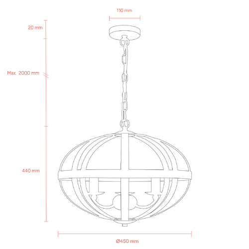 Lincon Iron 3 Light Pendant