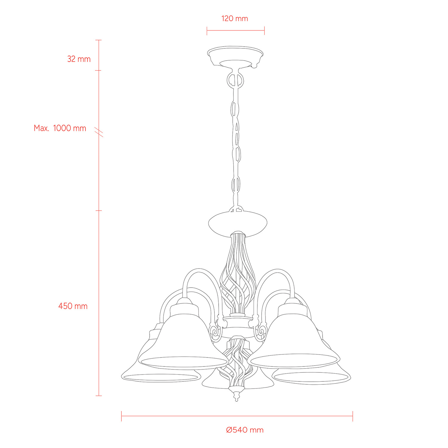 Geneva Glass 5-Light Pendant