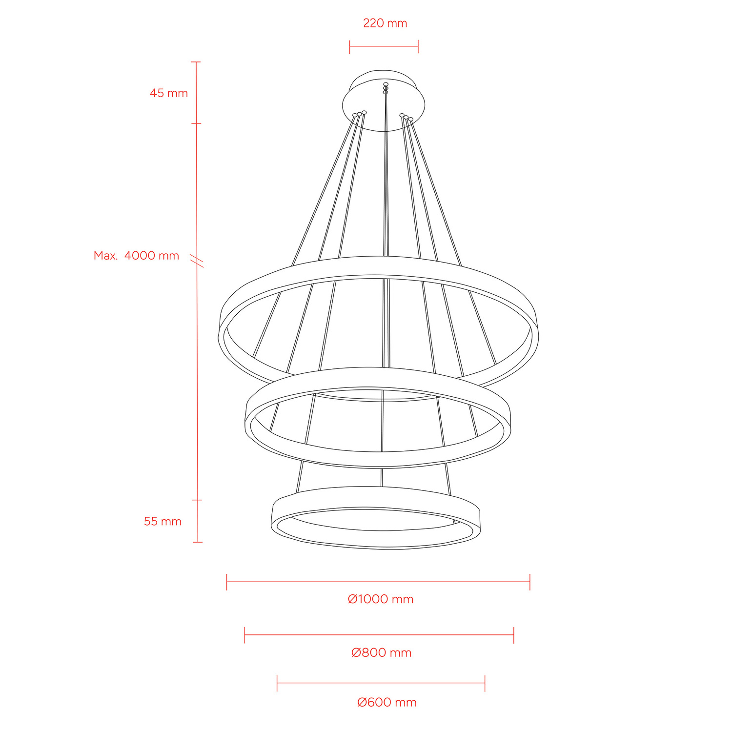 Margo Crystal 3 Tier Adjustable LED Pendant Light
