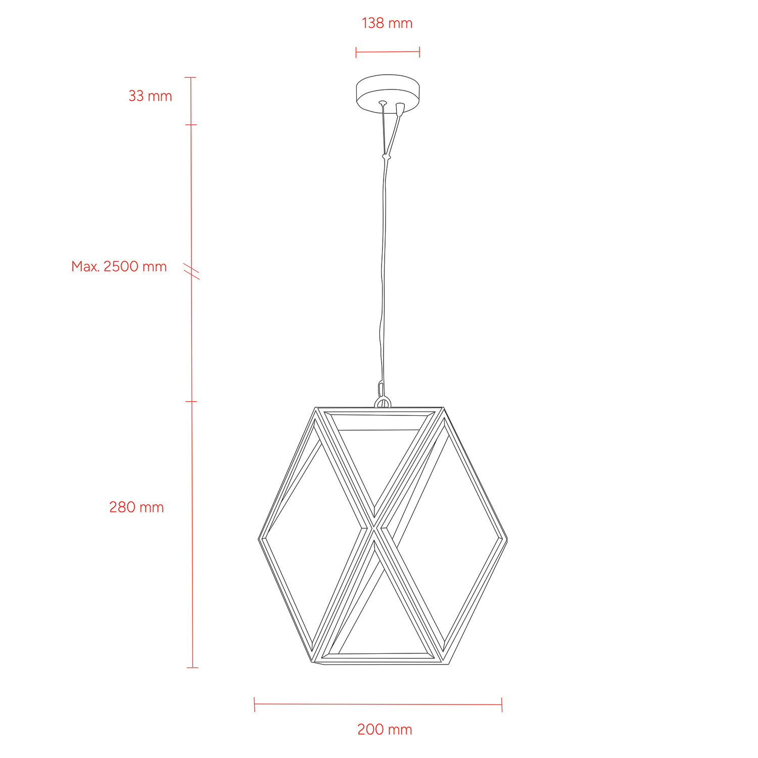 Regan Bevelled Glass Pendant Light