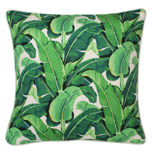 Escape to Paradise Natural Banana Leaf Piped Outdoor Cushion | Temple ...