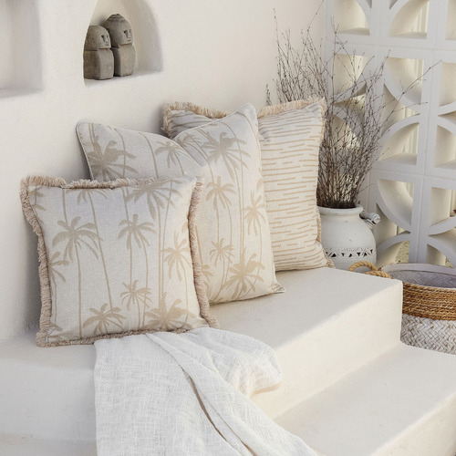 Tall Palms Coastal Fringed Square Outdoor Cushion