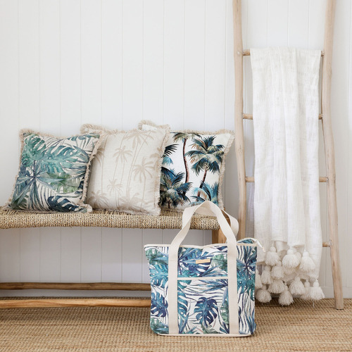 Tall Palms Coastal Fringed Square Outdoor Cushion