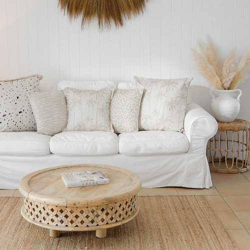 Tall Palms Coastal Fringed Square Outdoor Cushion