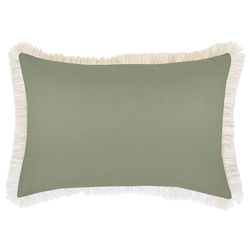 Escape to Paradise Solid Coastal Fringed Rectangular Outdoor Cushion ...