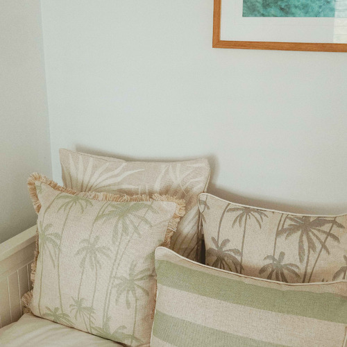 Tall Palms Coastal Fringed Square Outdoor Cushion