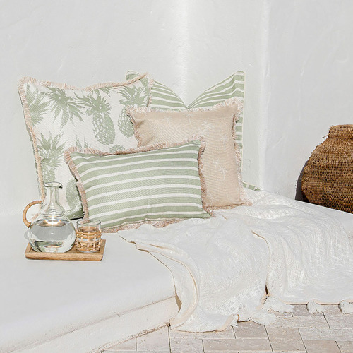 Stripe Hampton Square Piped Outdoor Cushion