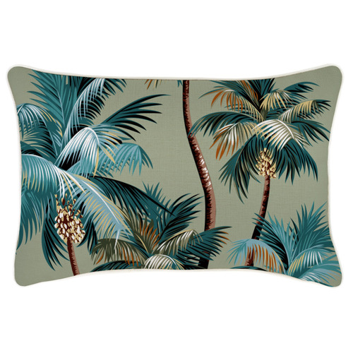 Palm Trees Rectangular Piped Outdoor Cushion