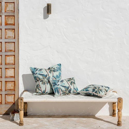 Palm Trees Rectangular Piped Outdoor Cushion