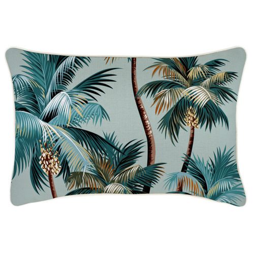 Palm Trees Rectangular Piped Outdoor Cushion
