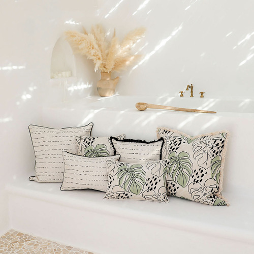 Rainforest Square Piped Outdoor Cushion