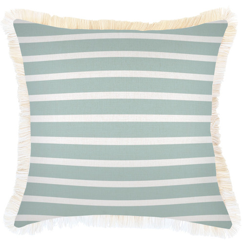 Stripe Hampton Coastal Fringed Outdoor Cushion