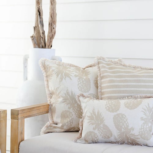 Stripe Hampton Coastal Fringed Outdoor Cushion