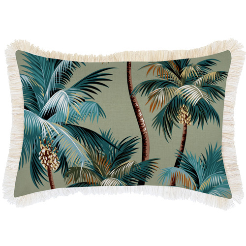 Palm Trees Rectangular Coastal Fringed Outdoor Cushion