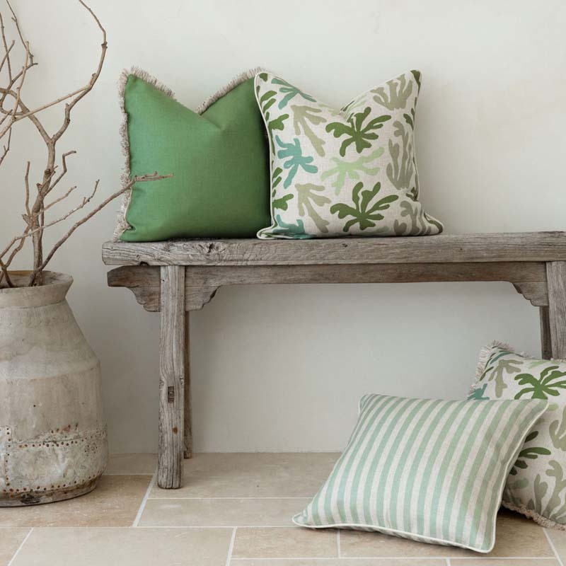 Green Candy Stripe Seafoam Cushion Cover