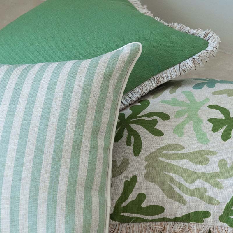 Green Candy Stripe Seafoam Cushion Cover
