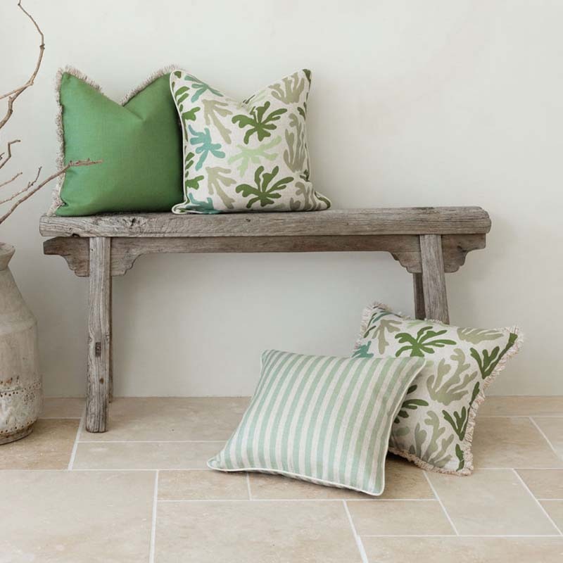 Green Candy Stripe Seafoam Cushion Cover