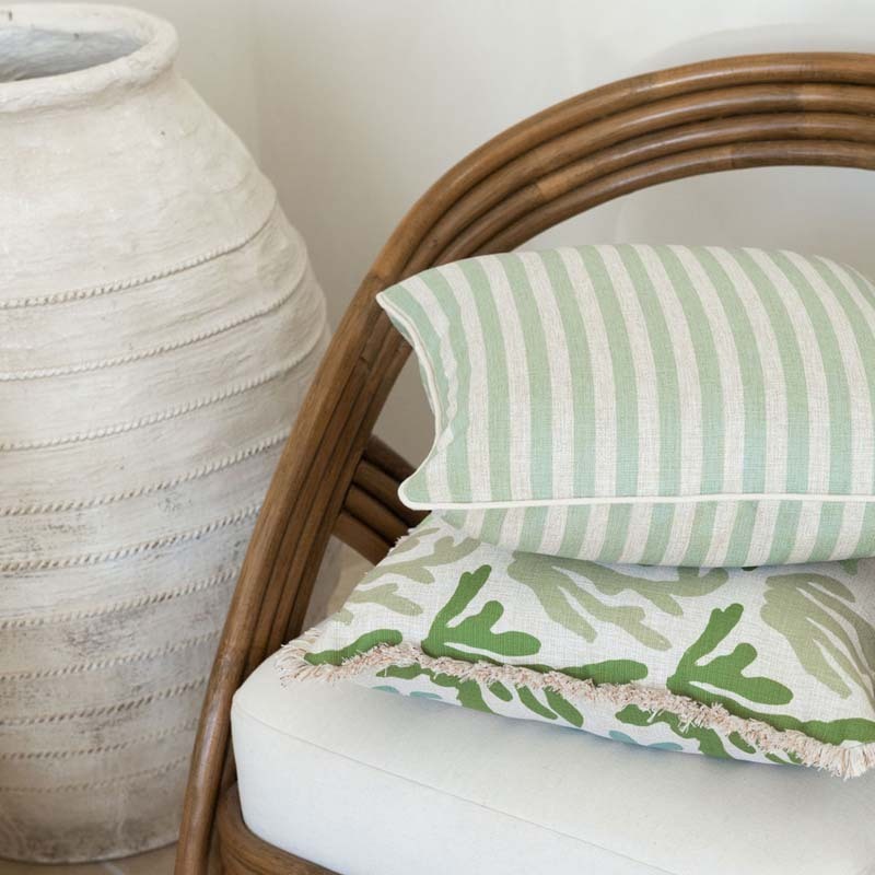 Green Candy Stripe Seafoam Cushion Cover