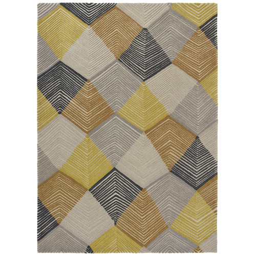 Mustard & Grey Harlequin Rhythm Hand-Tufted Wool Rug