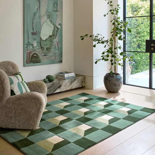 Fern Blocks Hand-Tufted Pure New Wool Rug