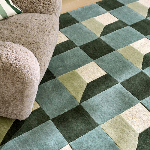 Fern Blocks Hand-Tufted Pure New Wool Rug