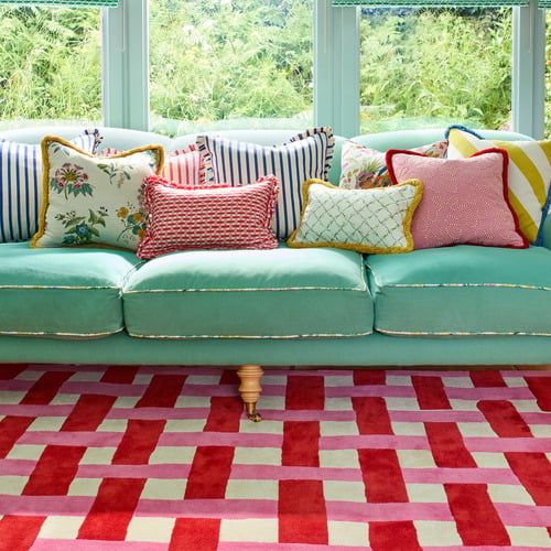 Coral Harsr Basket Weave Hand-Tufted Pure New Wool Rug