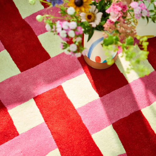 Coral Harsr Basket Weave Hand-Tufted Pure New Wool Rug