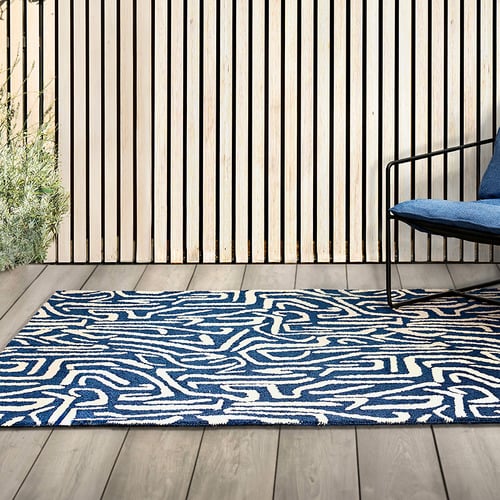 Blue Melodic Outdoor Rug