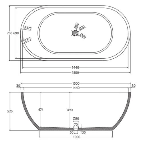 Jada Concrete Free-Standing Bath