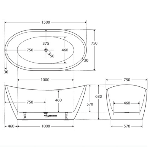Paola Free-Standing Acrylic Bath