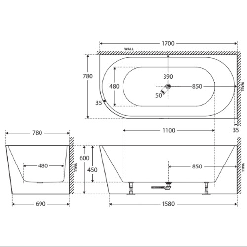 Isabella Acrylic Left-Hand Corner Bath