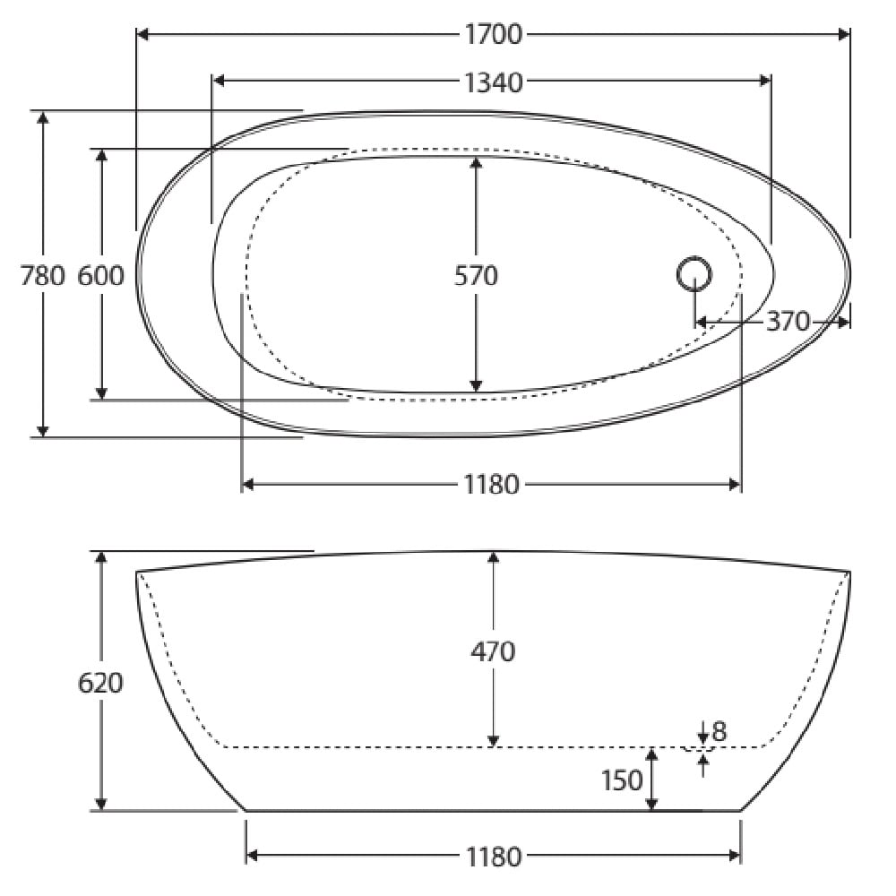 Dayo Acrylic Free-Standing Bath