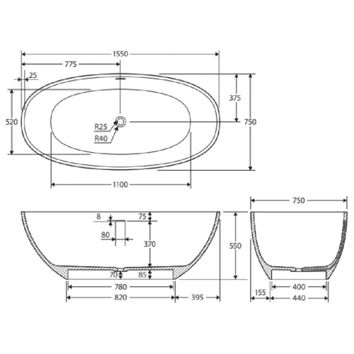 Sasso Cast Stone Bath