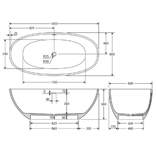 Sasso Cast Stone Bath
