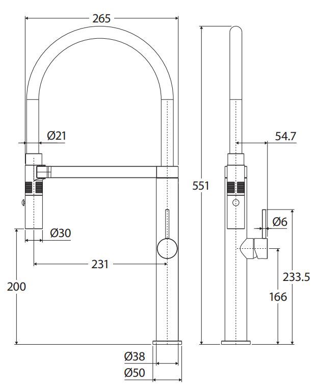 Kaya Brass Pull-Down Sink Mixer Tap