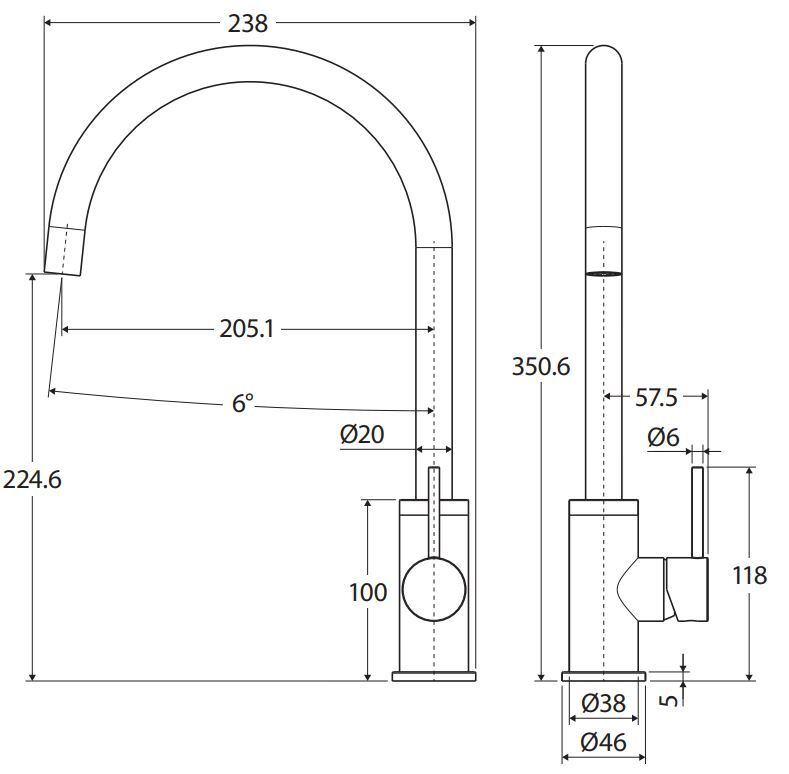 Kaya Gooseneck Brass Sink Mixer Tap