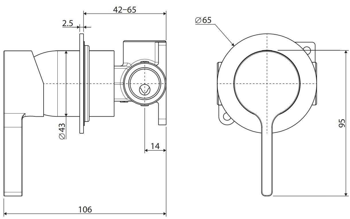Round Sansa Brass Wall Mixer