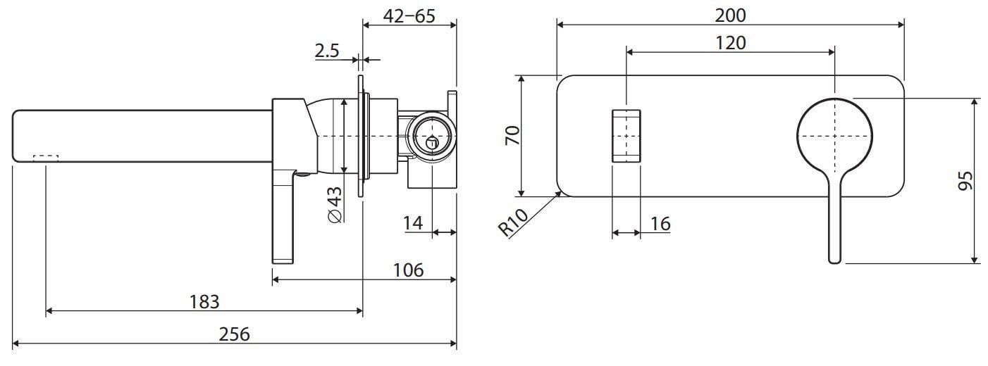 Sansa Brass Spout & Wall Mixer Tap