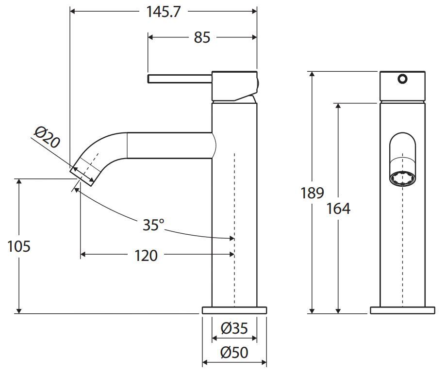 Kaya Brass Basin Mixer Tap