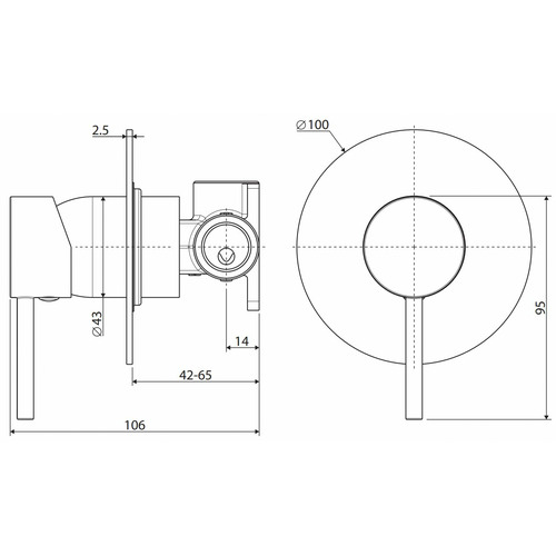 Kaya Brass Wall Mixer