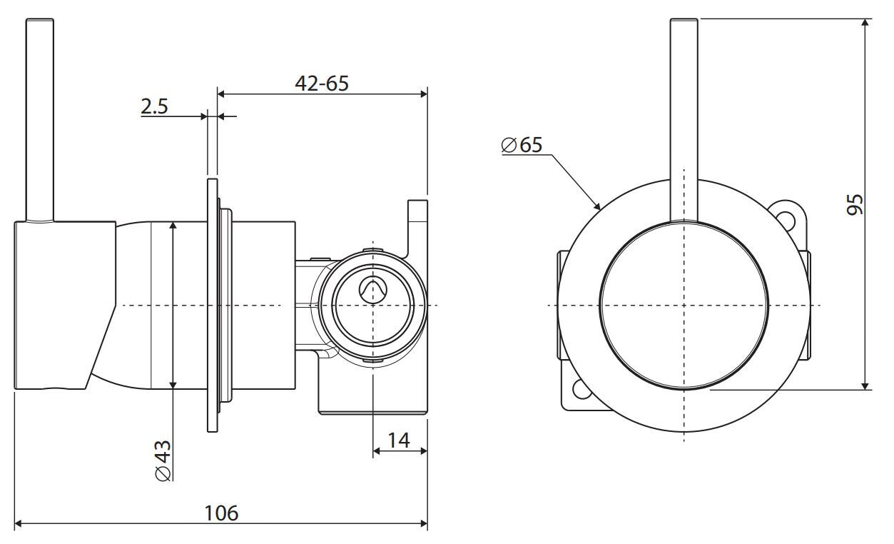 Kaya Up Brass Wall Mixer