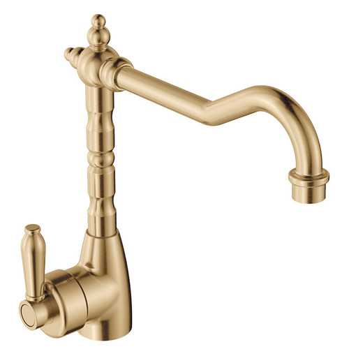 Eleanor Shepherds Crook Brass Kitchen Sink Mixer Tap